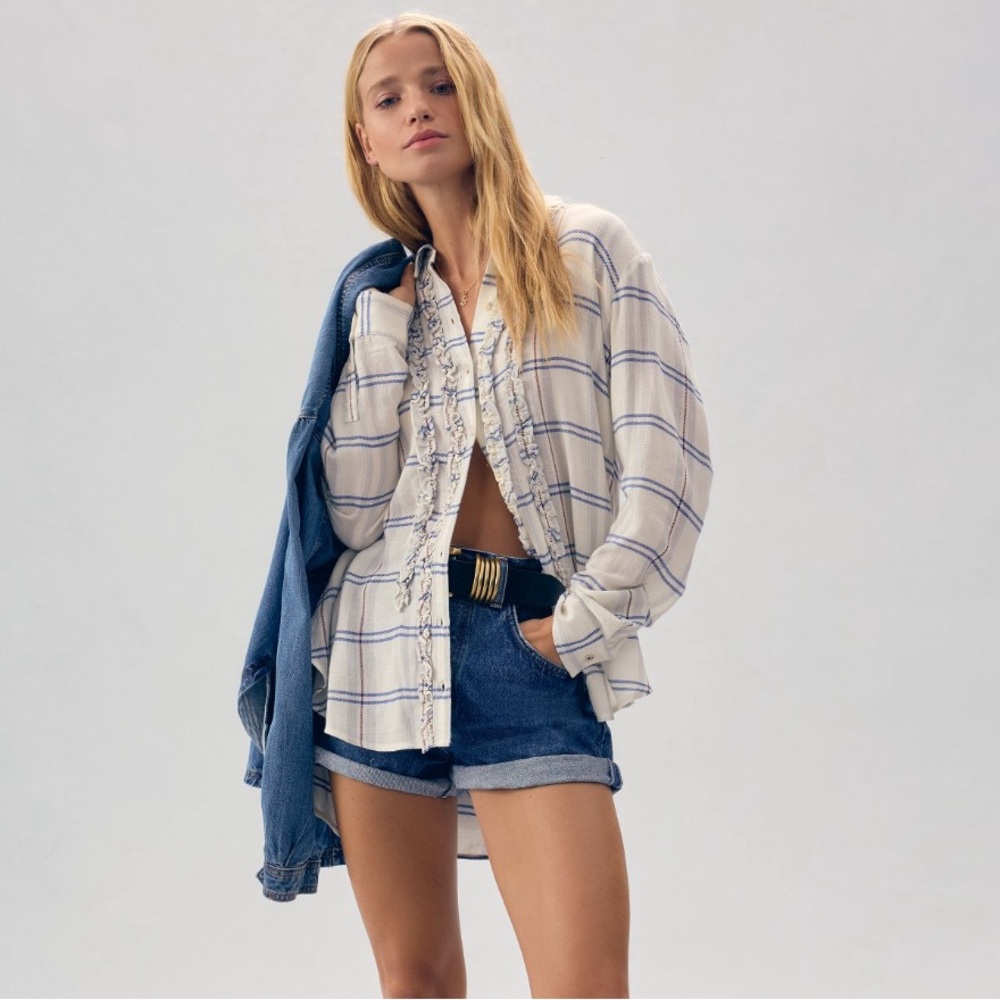 Pilcro Tuxedo Plaid Button Down Shirt